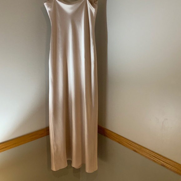 Express Gold M Cowl neck Maxi Satin Dress Party Holiday Office Essential Glam - Picture 8 of 8